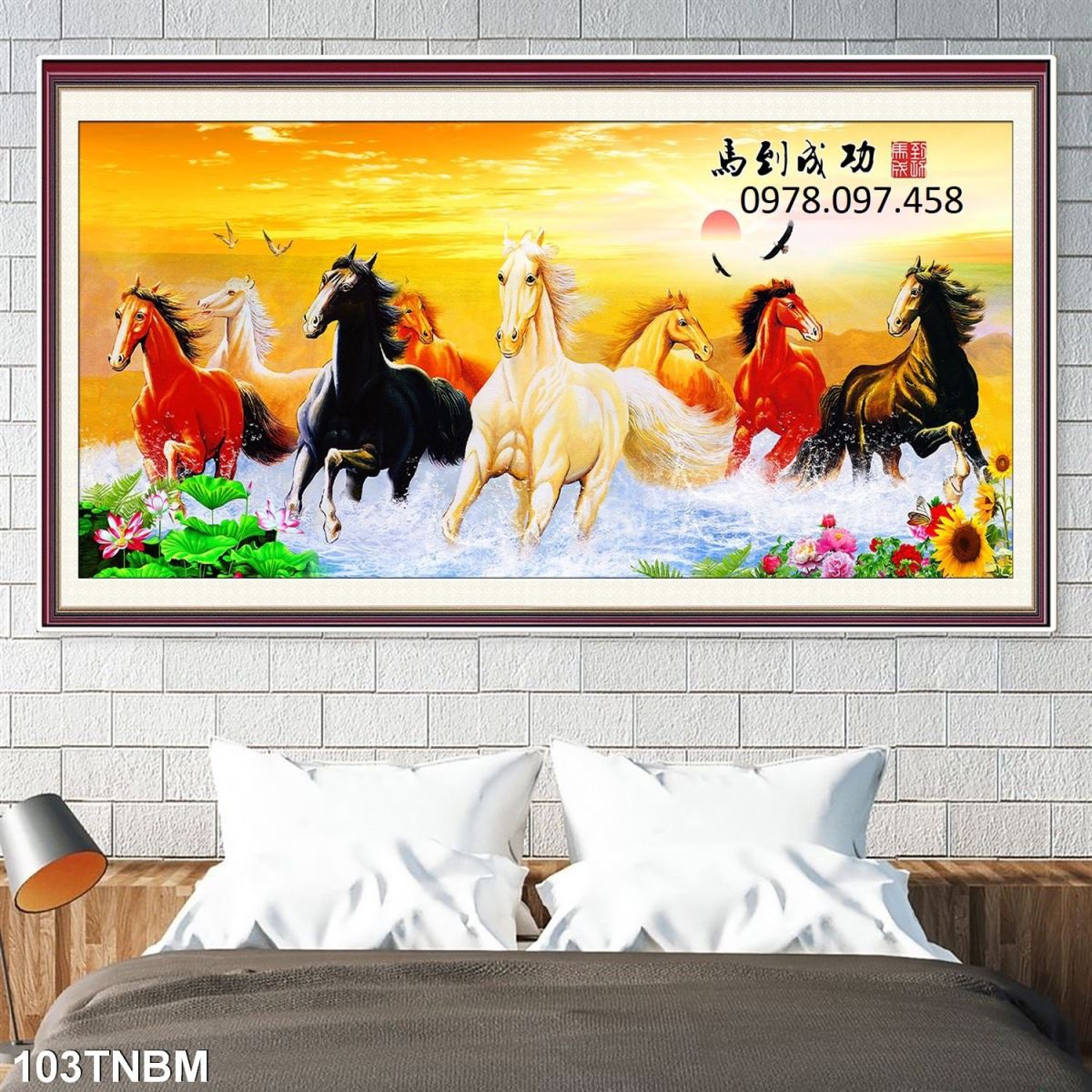 Gạch tranh 3d in hình 8 chú ngựa