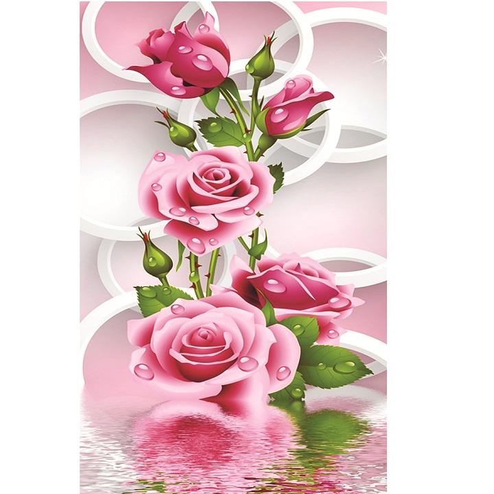 Tranh gạch 3D sứ ngọc hoa hồng