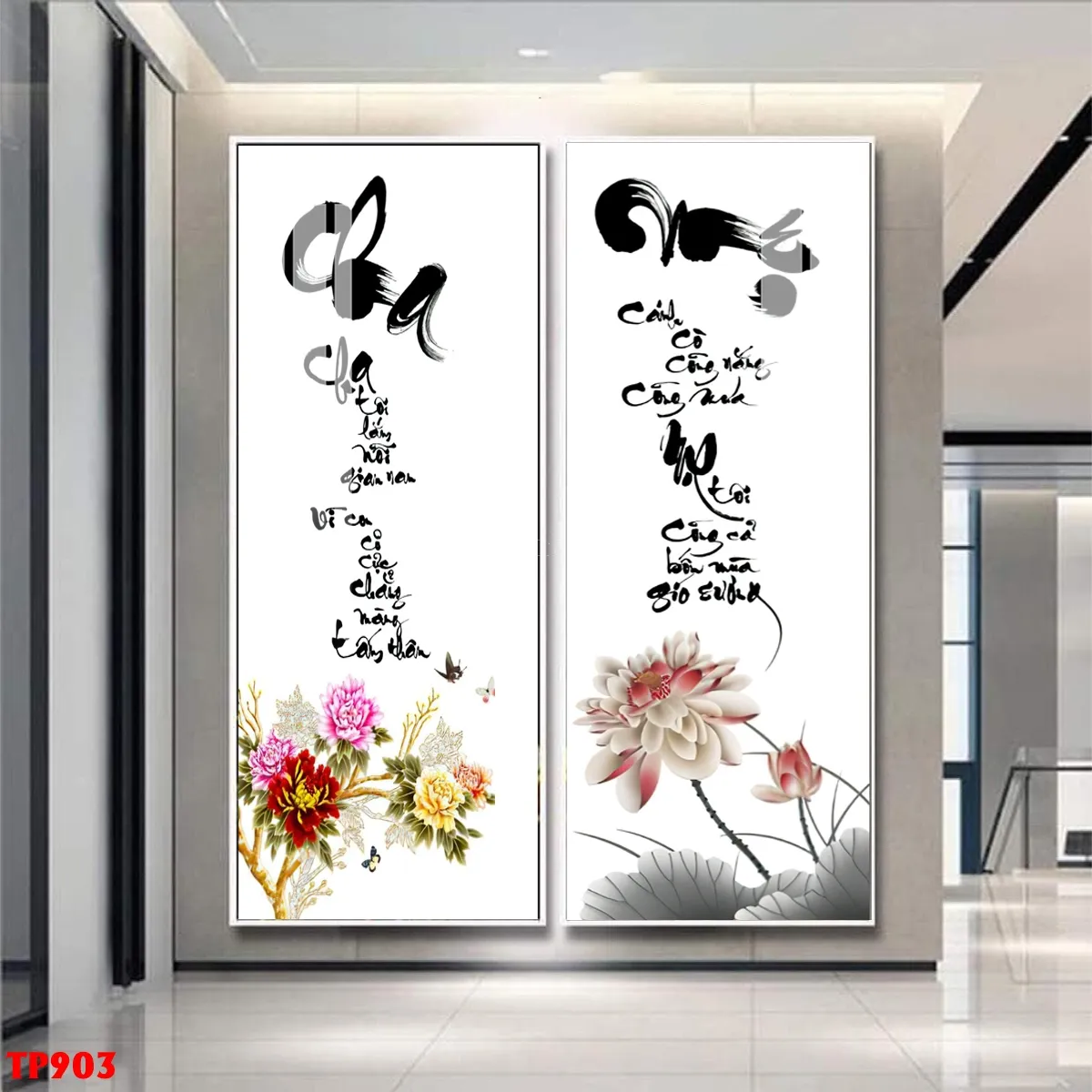 Tranh phong thủy phòng khách - tranh thư pháp