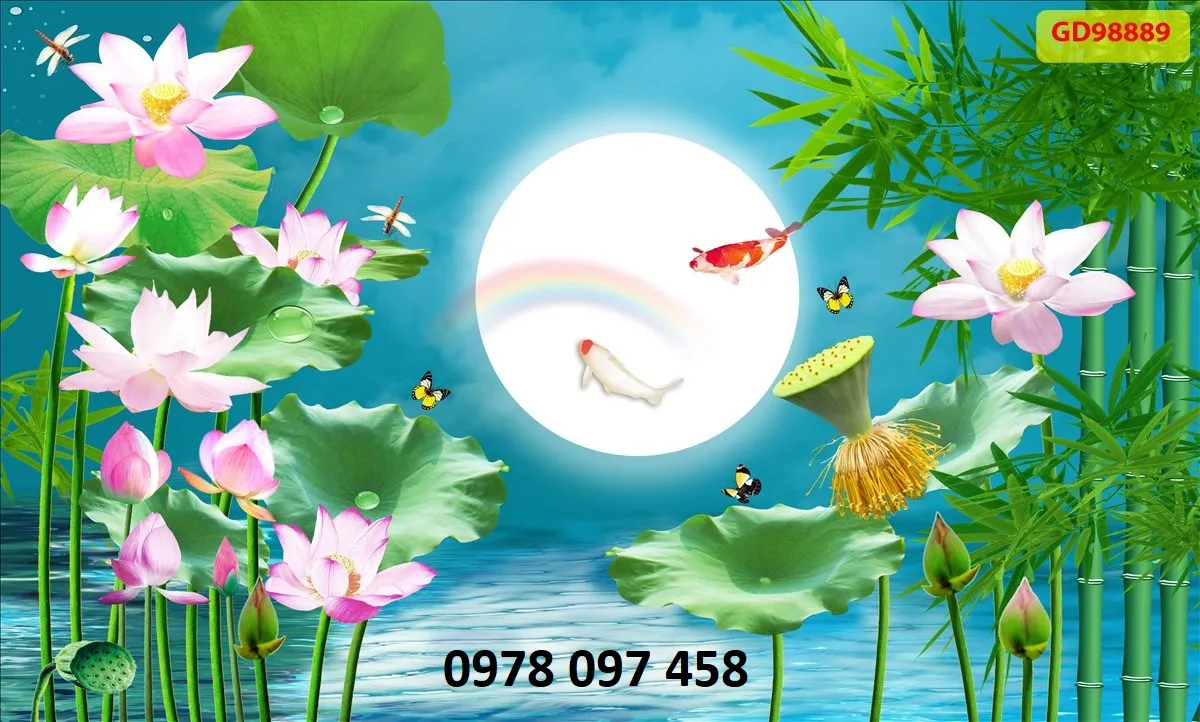 Bức tranh hoa sen - gạch tranh 3D