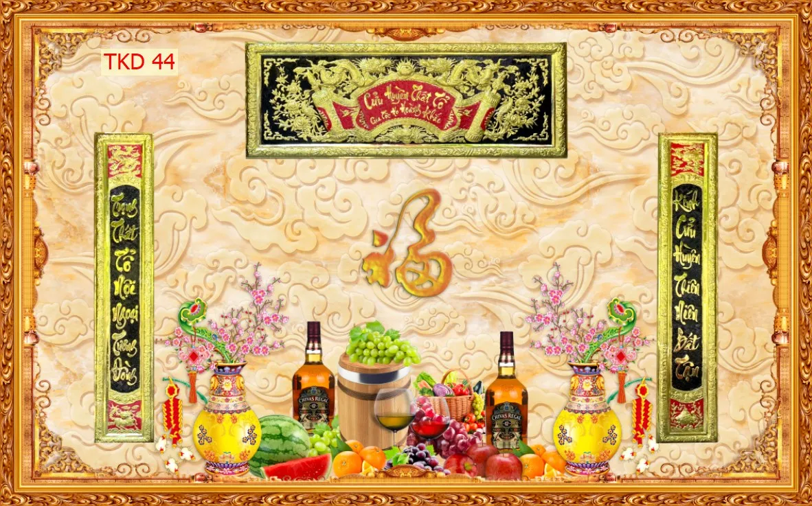 Tranh câu đối phòng thờ.