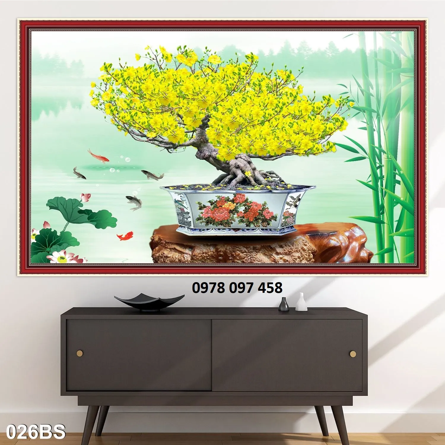 Gạch tranh 3D - hoa mai vàng