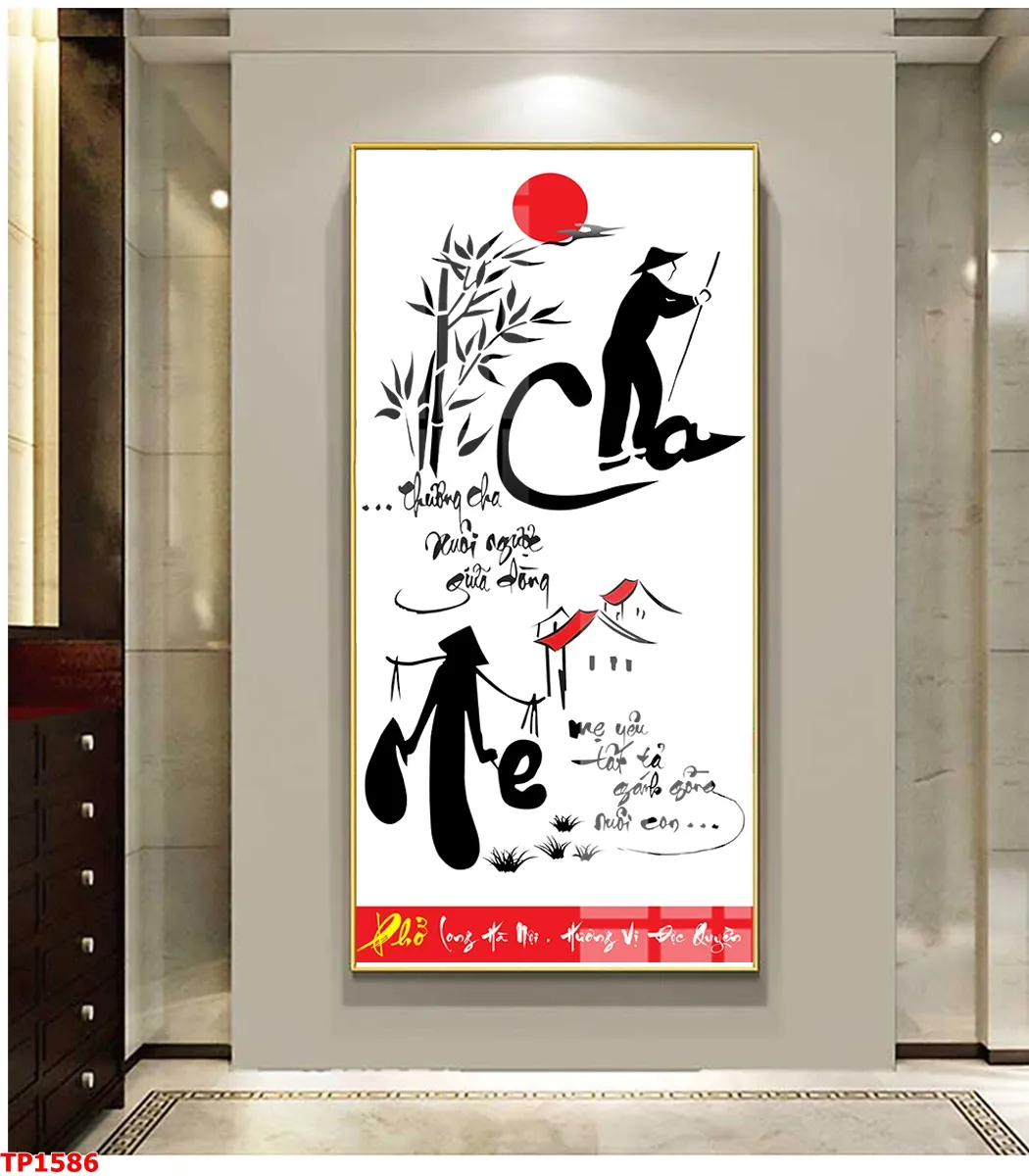 Gạch tranh 3d - tranh thư pháp