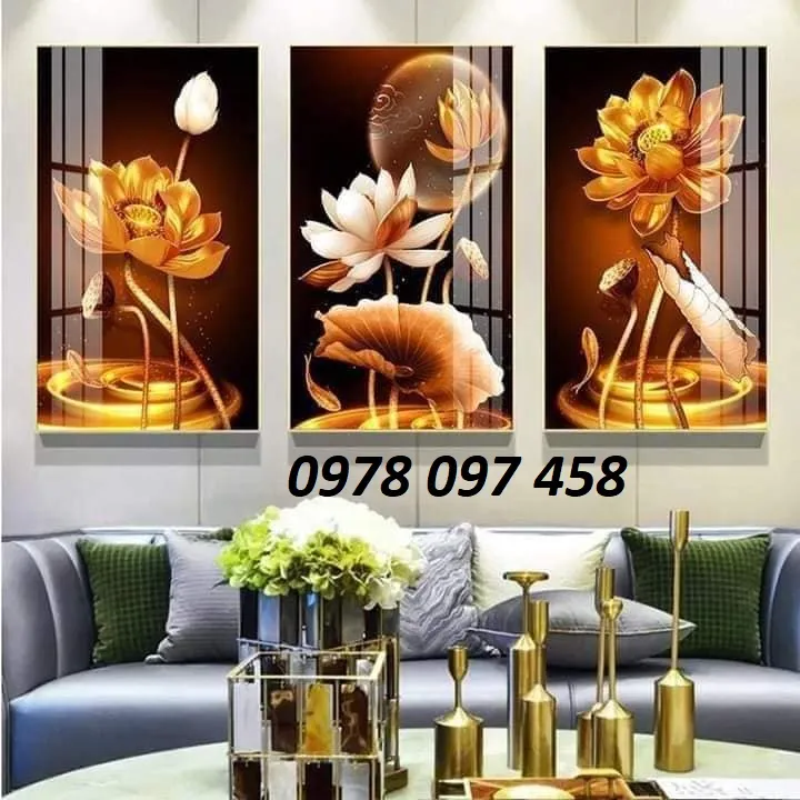 Tranh gach men 3 mảnh ghép nhận làm theo đơn đặt hàng.