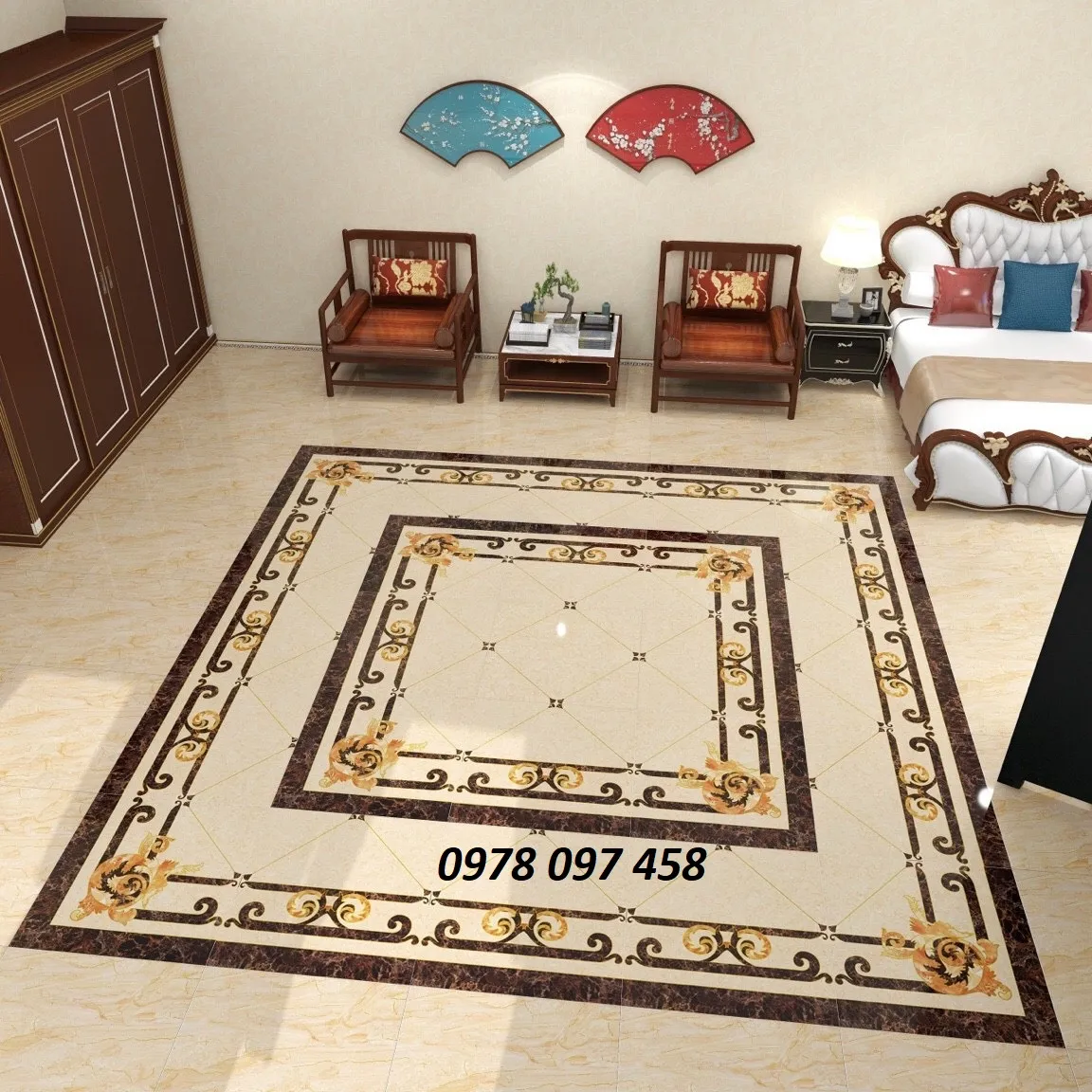 Gạch sàn nhà khắc kim