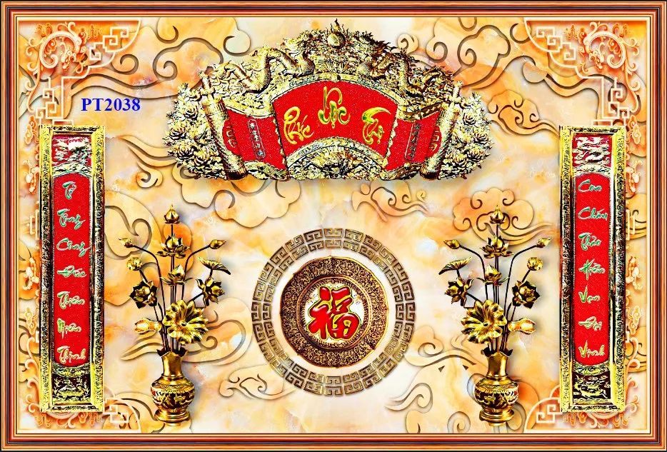 Tranh dán phòng thờ - gạch tranh in 3D