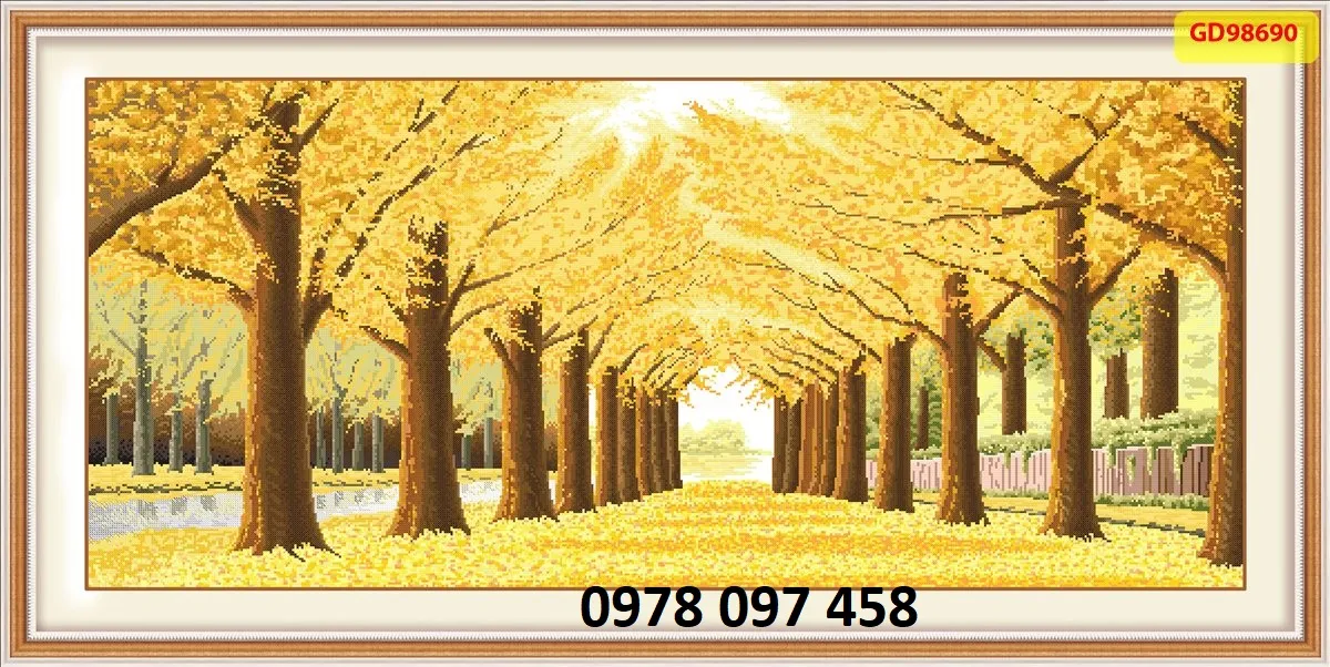 Gạch tranh dán tường phong cảnh mùa thu.
