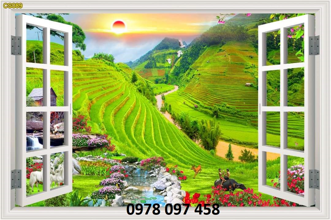 Tranh cửa sổ- tranh gạch phong cảnh