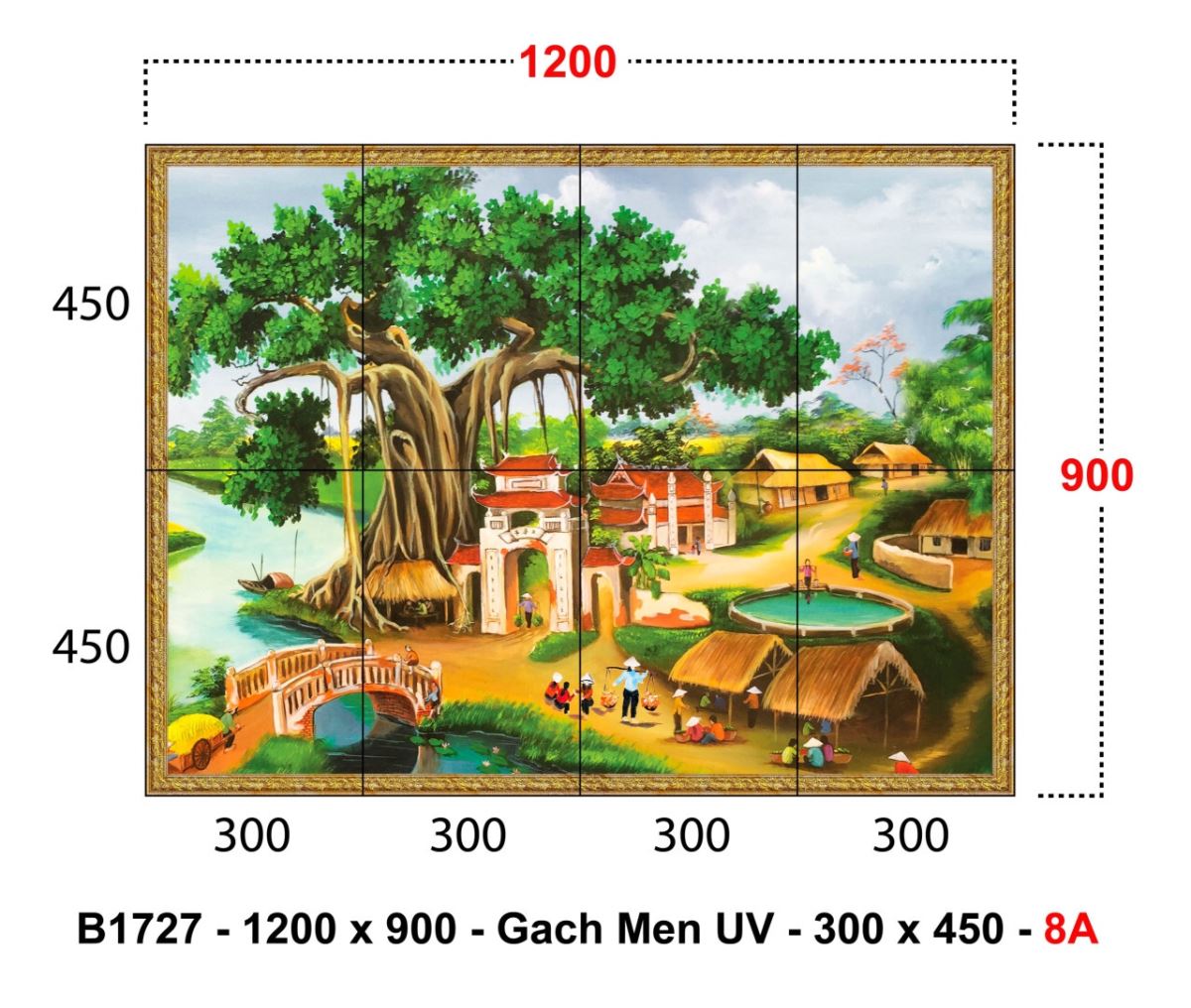 Tranh gạch men 3D phong cảnh làng quê