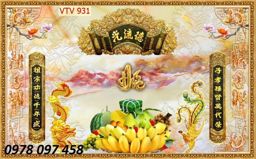 Phòng thờ truyền thống - gạch tranh 3D