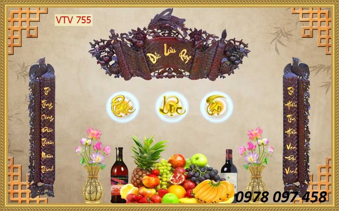 Tranh Đức lưu quang phòng thờ
