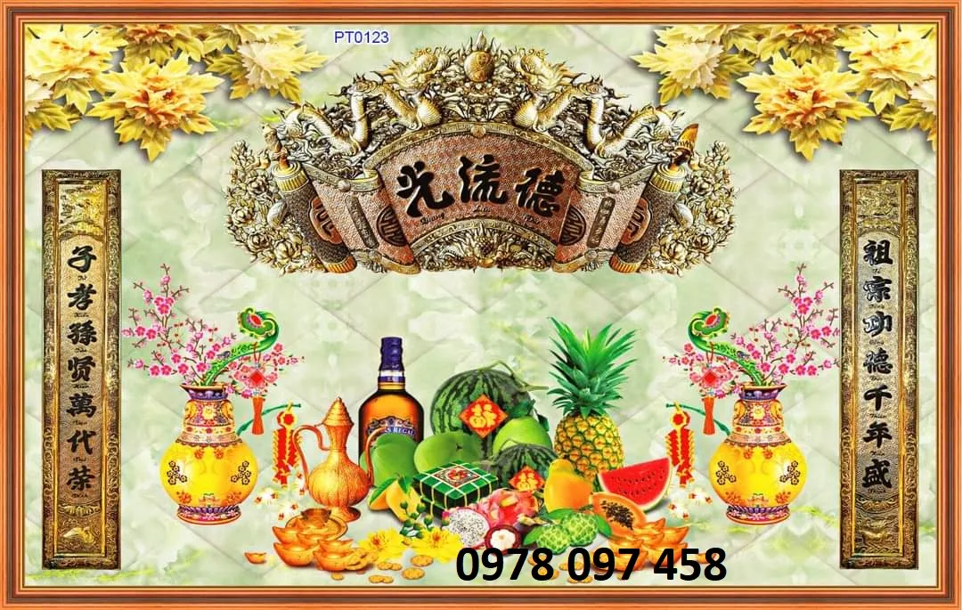 Phòng thờ truyền thống - gạch tranh 3D