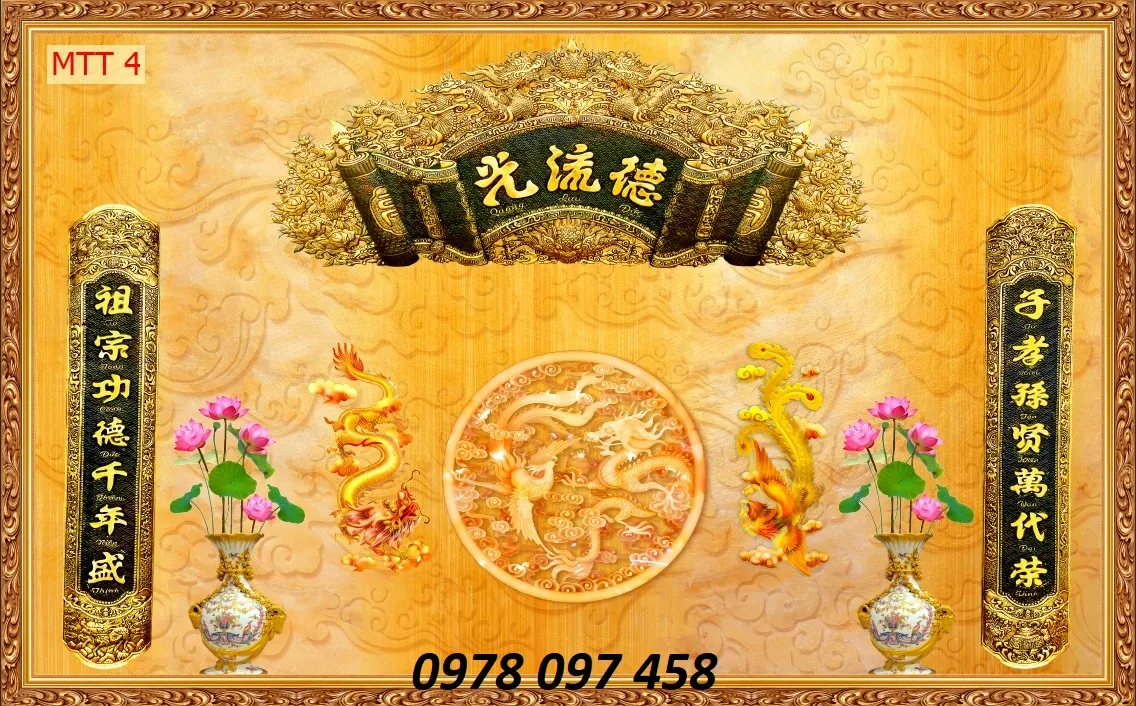 Phòng thờ truyền thống - gạch tranh 3D