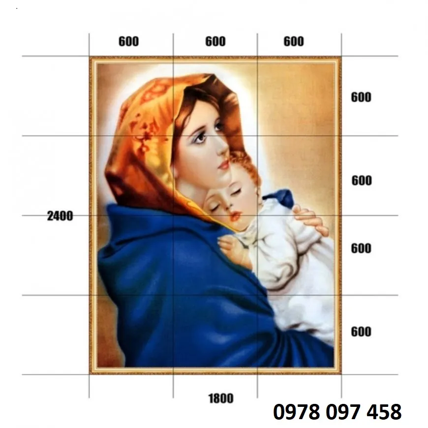 Bức tranh Đức mẹ- gạch tranh 3D