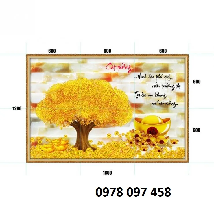 Tranh gạch men 3d - tranh cây tiền tài lôc